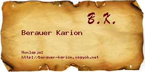 Berauer Karion névjegykártya